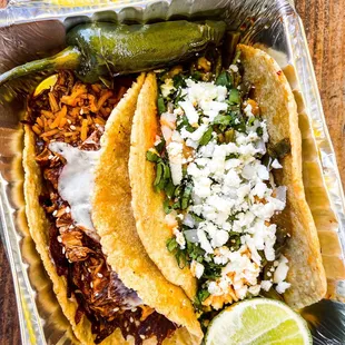 Mole quesadilla, Nopales taco