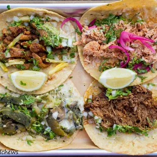 Al Pastor, Chicken Tinga, Birria, Rajas Poblas