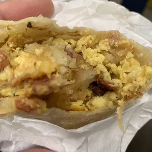 Bacon breakfast burrito