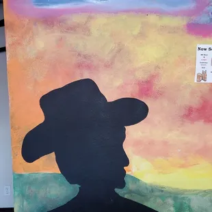 a silhouette of a man in a cowboy hat