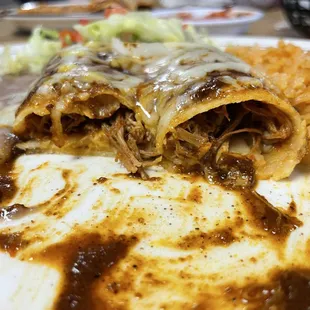 Inside of Enchiladas de Mole (w/picadillo: beef &amp; pork)