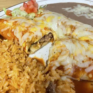 Inside of beef burrito