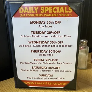 Daily Food Specials