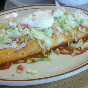 Macho Burrito w/picadillo.