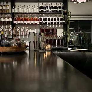 A well-stocked, but not very deep bar