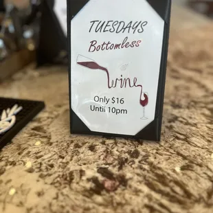 a wine tasting sign