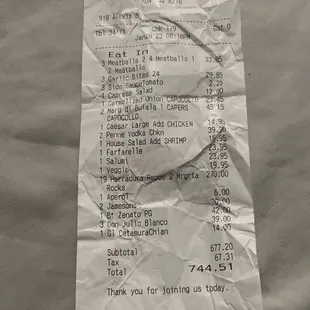 the receipt