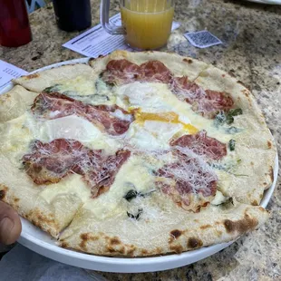 Scrambled Egg Pizza subsituted with sunny side up egg