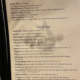 menu