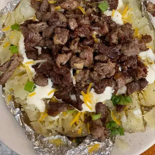 Loaded steak potato