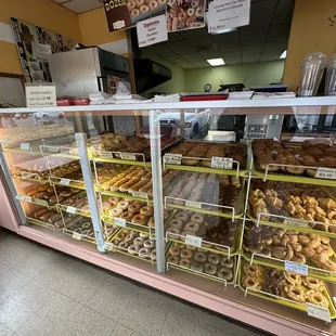 donuts in a display case