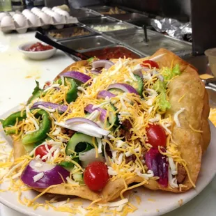 a plate of food on a counter