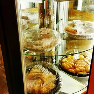 Pie case and Greek pastries