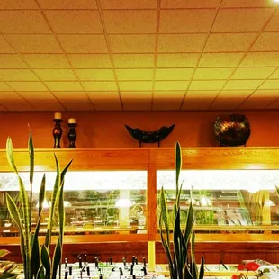 Beautiful decor on top of soup and salad bar