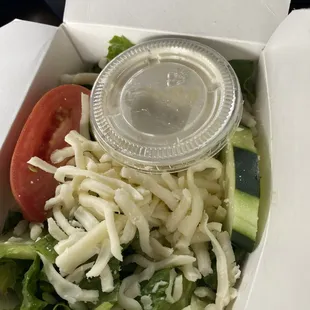 side salad; comes with mini pizza (to-go)