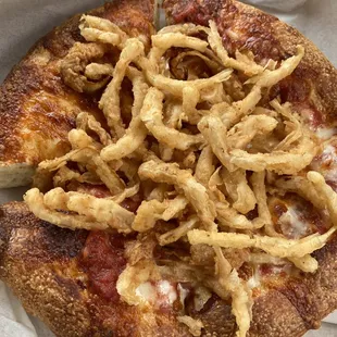 mini pizza with crispy onion straws (regular crust)