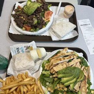 Carne Asada Salad and Grilled Chicken Salad (Sub Romaine for both)