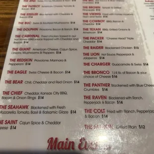 The chicken sandwich options