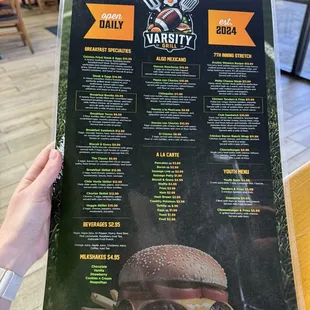 Breakfast &amp; lunch menu