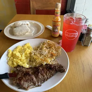 1. Steak and Eggs  2. Hash Browns  3. Biscuits with Gravy  4. Fruit Punch Flavored Gatorade