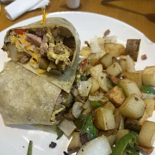 Breakfast Burrito with side of country potatoes