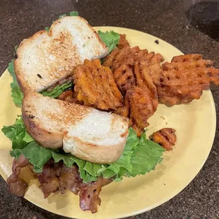 BLT with sweet potato rounds