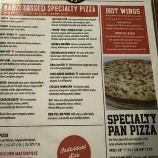menu, pizza