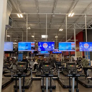 View of the back of the cardio section overlooking the weight lifting area.