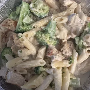 Chicken and broccoli Alfredo