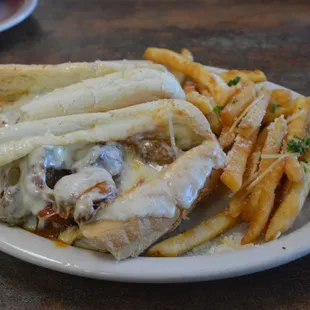 Italian Sausage Parmesan Sub with Fries