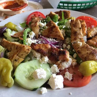 Greek salad with chicken
