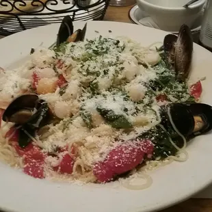 Wonderful seafood with angle hair!