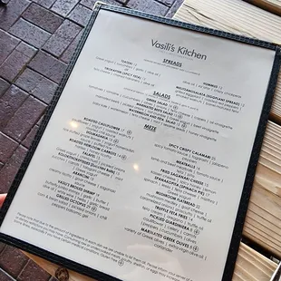 a menu on a table