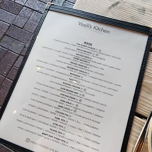 a menu on a table