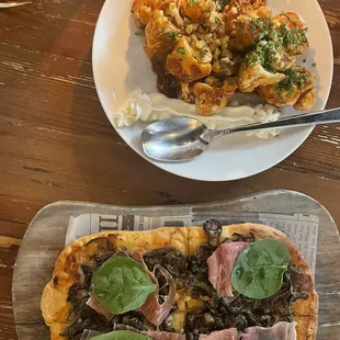 MUSHROOM FLATBREAD &amp; ROASTED CAULIFLOWER