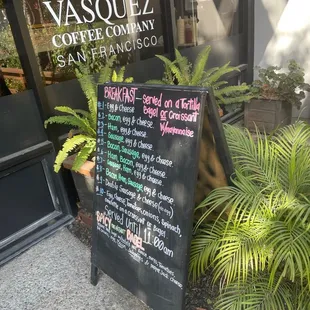 Breakfast menu