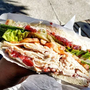 Kudos to this small sandwich shop &amp; the Turkey Cranberry w/cream cheese, lettuce &amp; tomatoes on sourdough. Amazing!