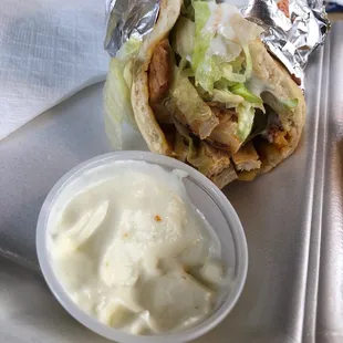 The garlic taziki sauce thing is CRACK! You have to try thisss!!! Chicken Mediterranean Sandwich is soooo good!!!