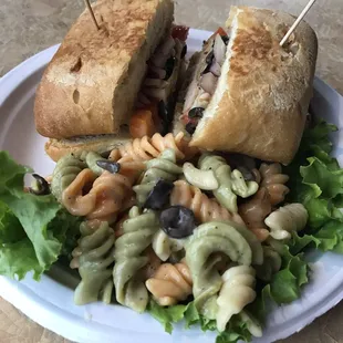 Vasso panini with pasta salad