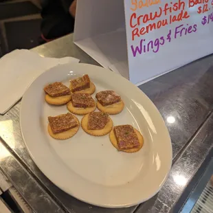 Hog head cheese samples delicious by the way, watch out Costco