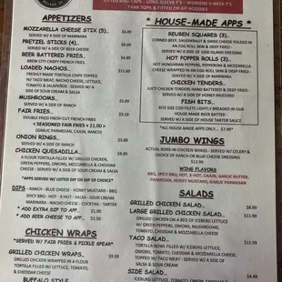 the menu