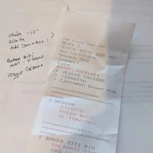 my list I ordered from and the receipt we received.  Where does it say alfredo?