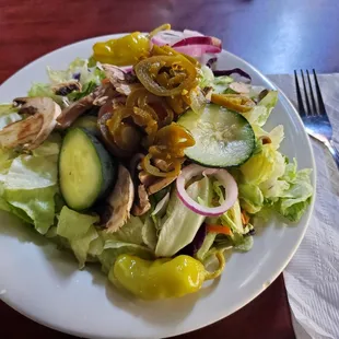 Lunch special side/house salad with jalapenos added because yes.