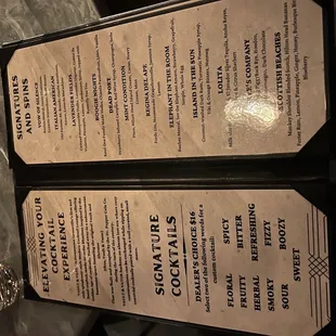 two menus on a table