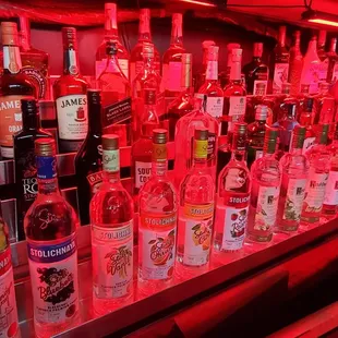 bottles of alcohol on shelves