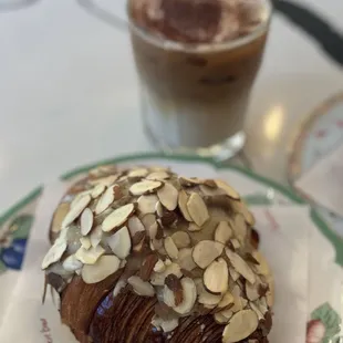 Almond croissant and tiramisu latte