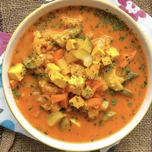 a bowl of vegetable soup