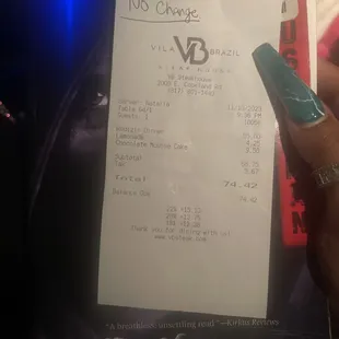 Accused me of not paying my tab.