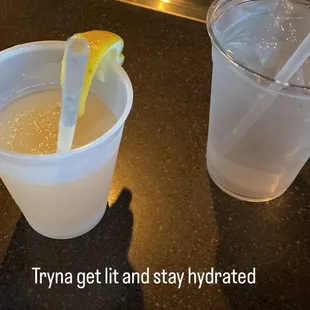 Hurricane slushy and a water