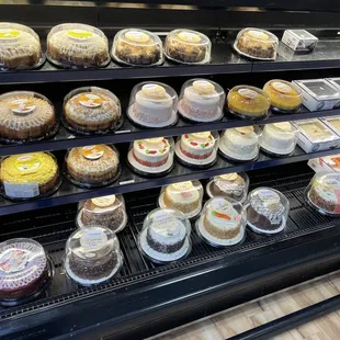 a display of cakes and pastries